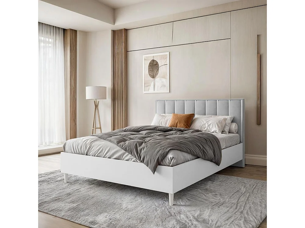 LIT COUCHÉ Stella 166/211/108 blanc/gris