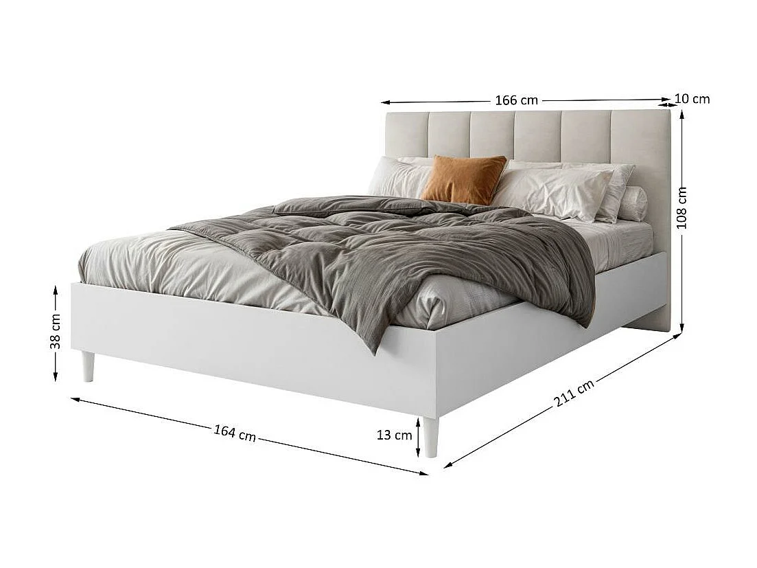 POLSTERBED Lectus 166/211/108 met 1 nachtkastje beige