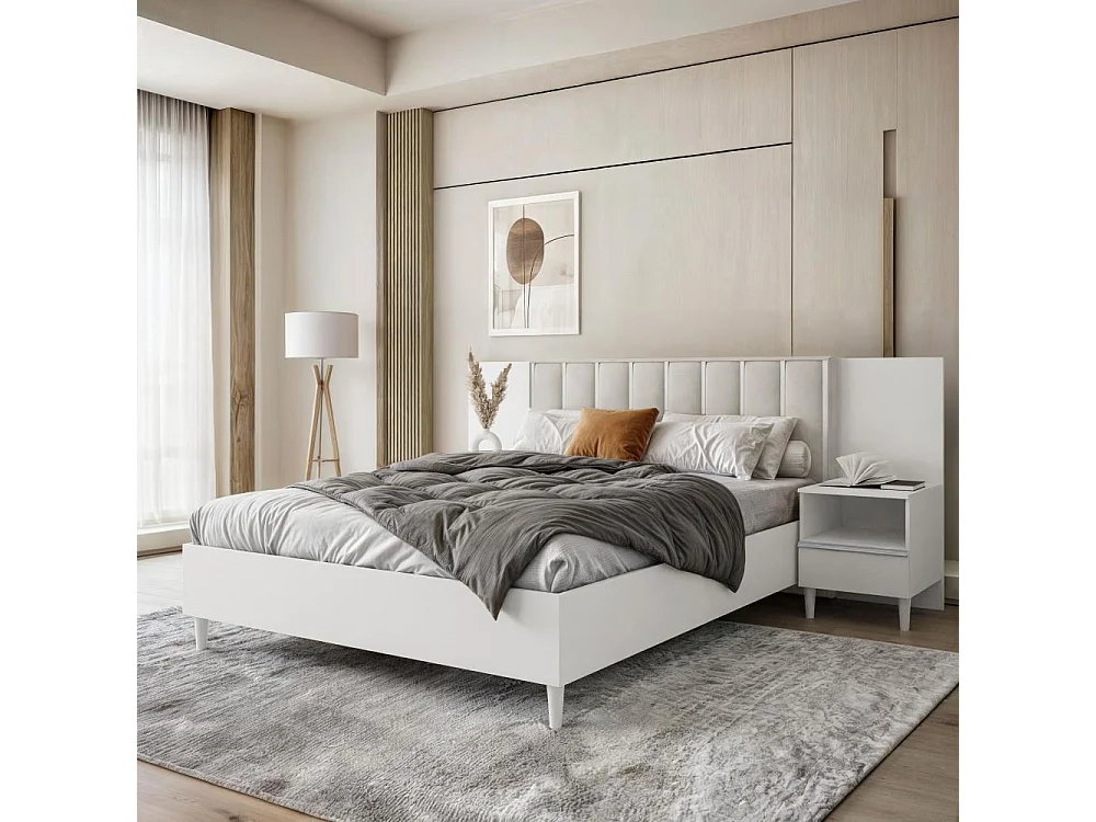 BED Stella 166/211/108 met 1 nachtkastje beige