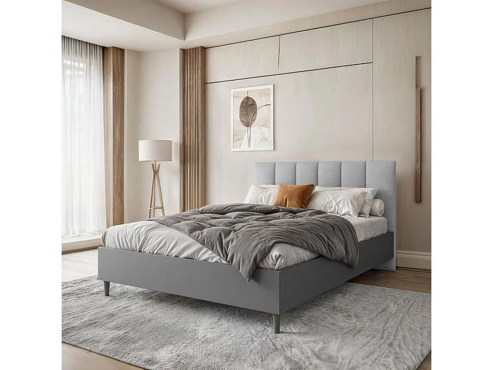 POLSTERBED Lectus 166/211/108 grafiet/grijs