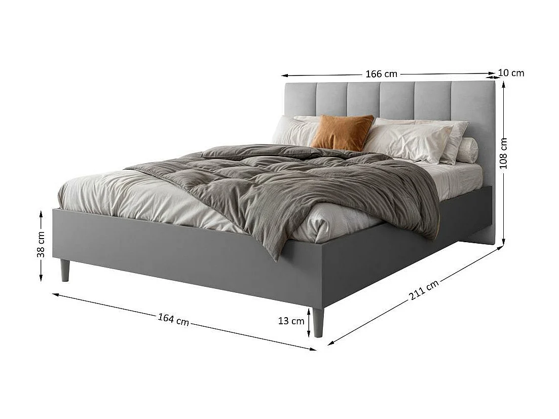 POLSTERBED Lectus 166/211/108 grafiet/grijs
