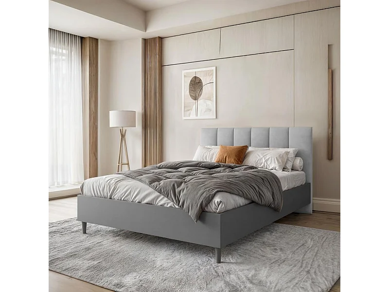 POLSTERBED Lectus 166/211/108 grafiet/grijs