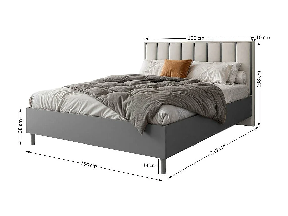 POEFBED Stella 166/211/108 grafiet/beige