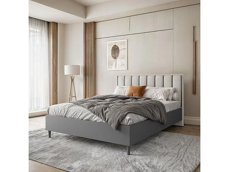 POEFBED Stella 166/211/108 grafiet/beige