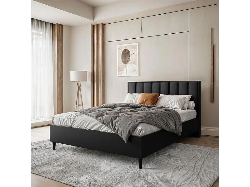 POLSTERBETT Stella 166/211/108 schwarz/schwarz