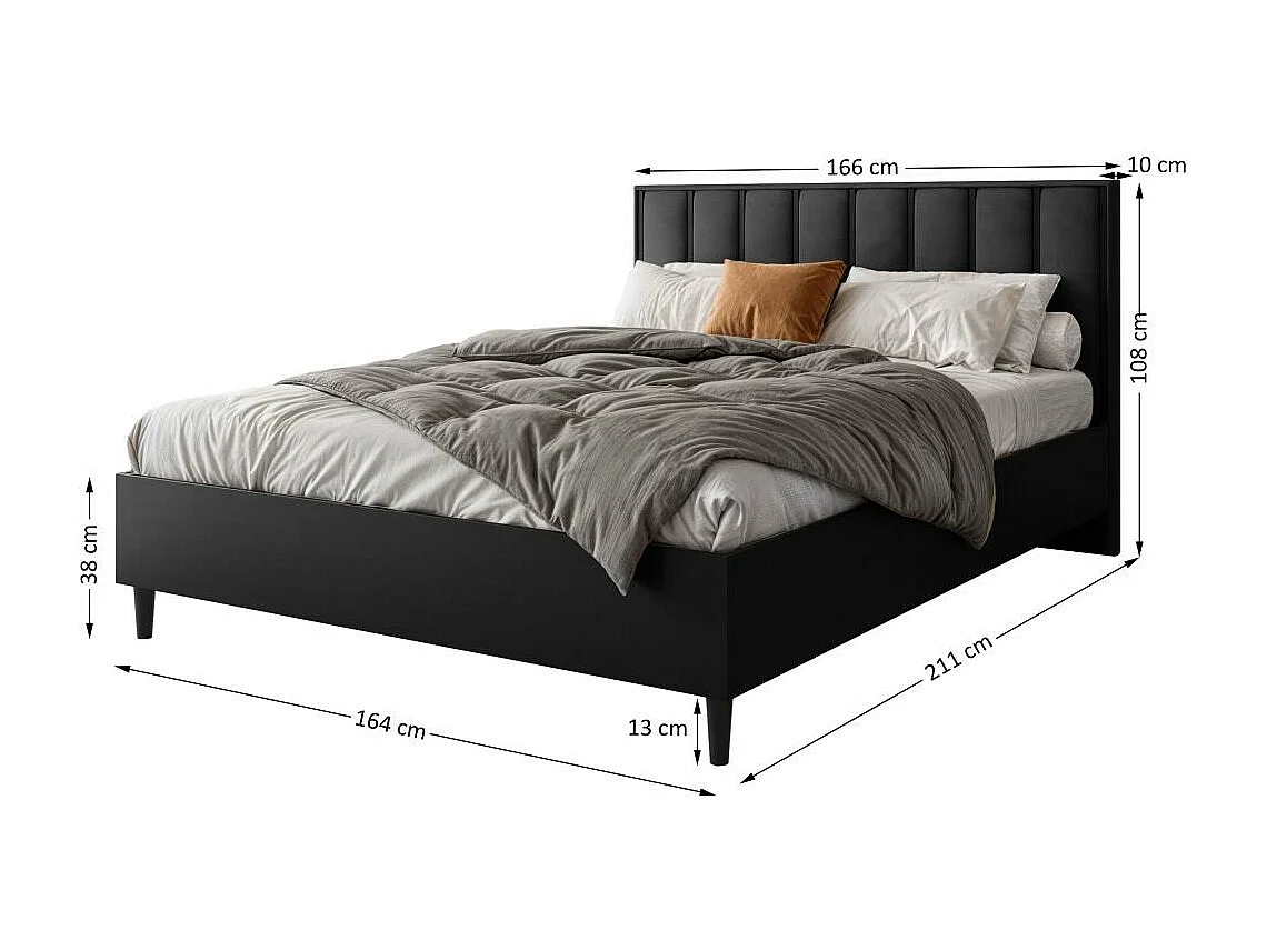 LIT COUCHÉ Stella 166/211/108 noir/noir