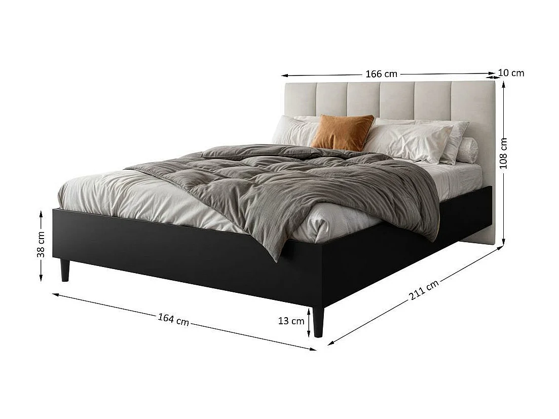 POLSTERBED Lectus 166/211/108 met 2 nachtkastjes beige