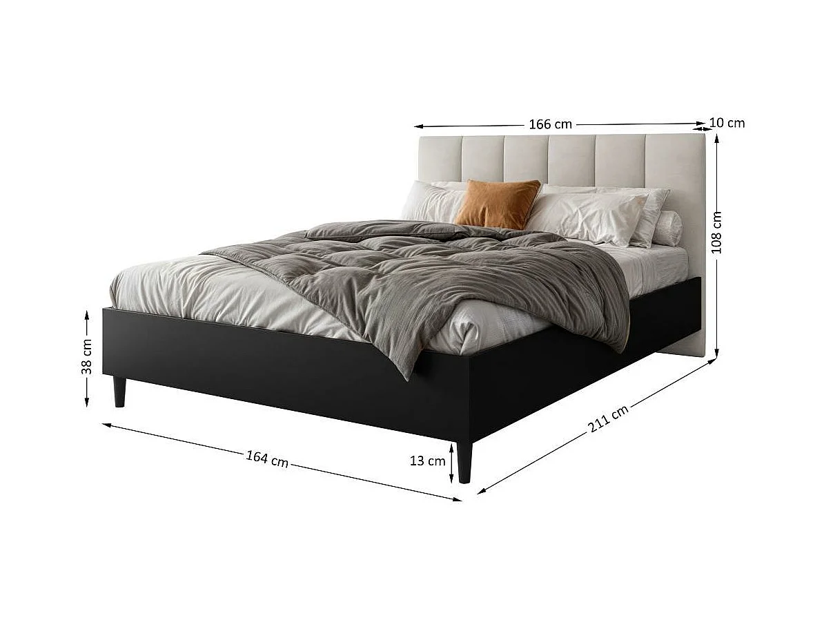 LIT COUCHÉ Lectus 166/211/108 avec 2 tables de nuit beige