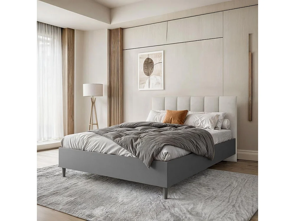 POLSTERBETT Lectus 166/211/108 graphit/beige