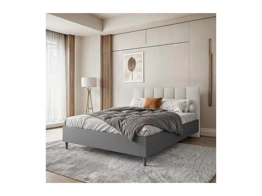POLSTERBETT Lectus 166/211/108 graphit/beige