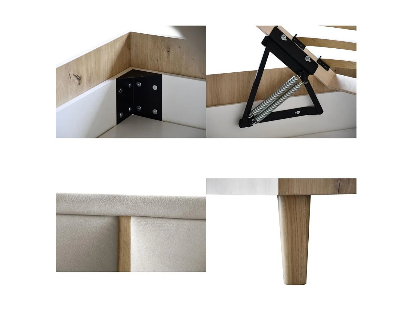 LIT COUCHÉ Lectus 166/211/108 avec 2 tables de nuit beige