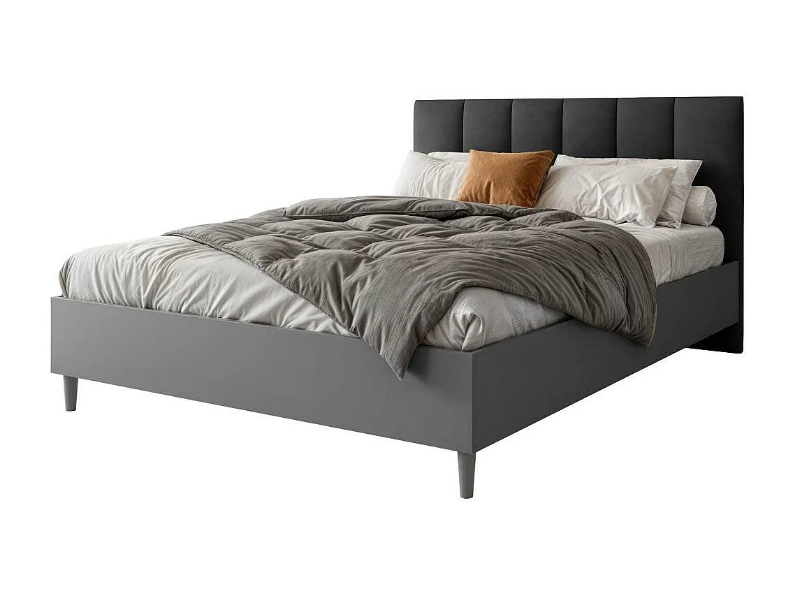 LIT COUCHÉ Lectus 166/211/108 avec 2 tables de nuit noir