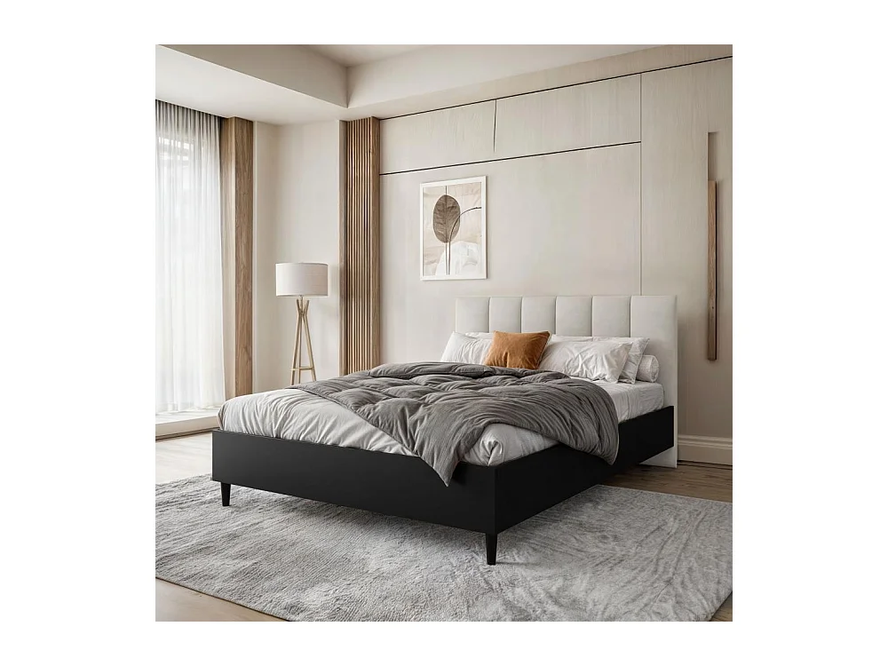 POLSTERBETT Lectus 166/211/108 schwarz/beige