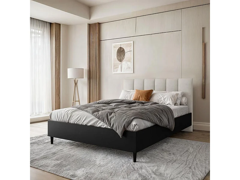 POLSTERBETT Lectus 166/211/108 schwarz/beige