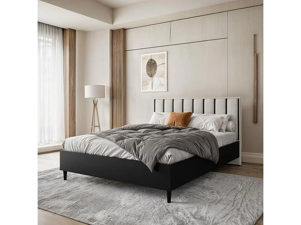 LIT COUCHÉ Stella 166/211/108 noir/beige