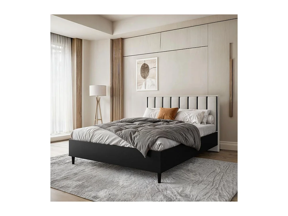 POLSTERBETT Stella 166/211/108 schwarz/beige