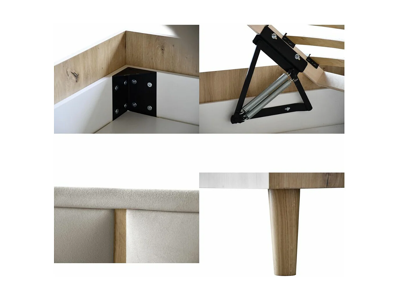 BED Stella 166/211/108 met 1 nachtkastje beige