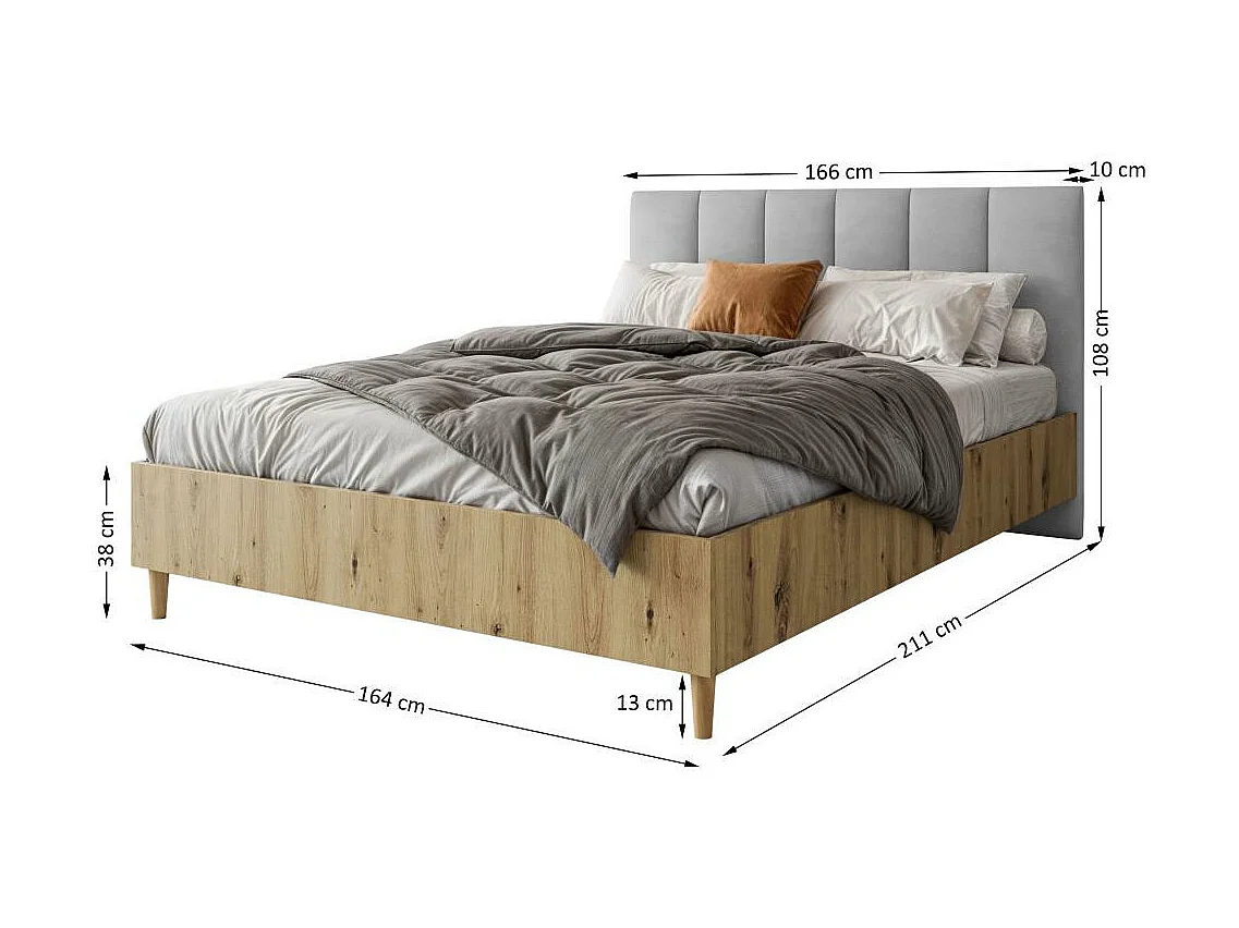 LIT COUCHÉ Lectus 166/211/108 avec 1 table de nuit grise