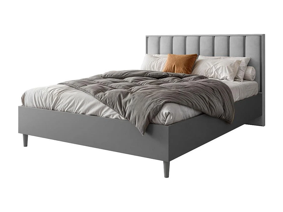 BED Stella 166/211/108 with 2 nightstands grey