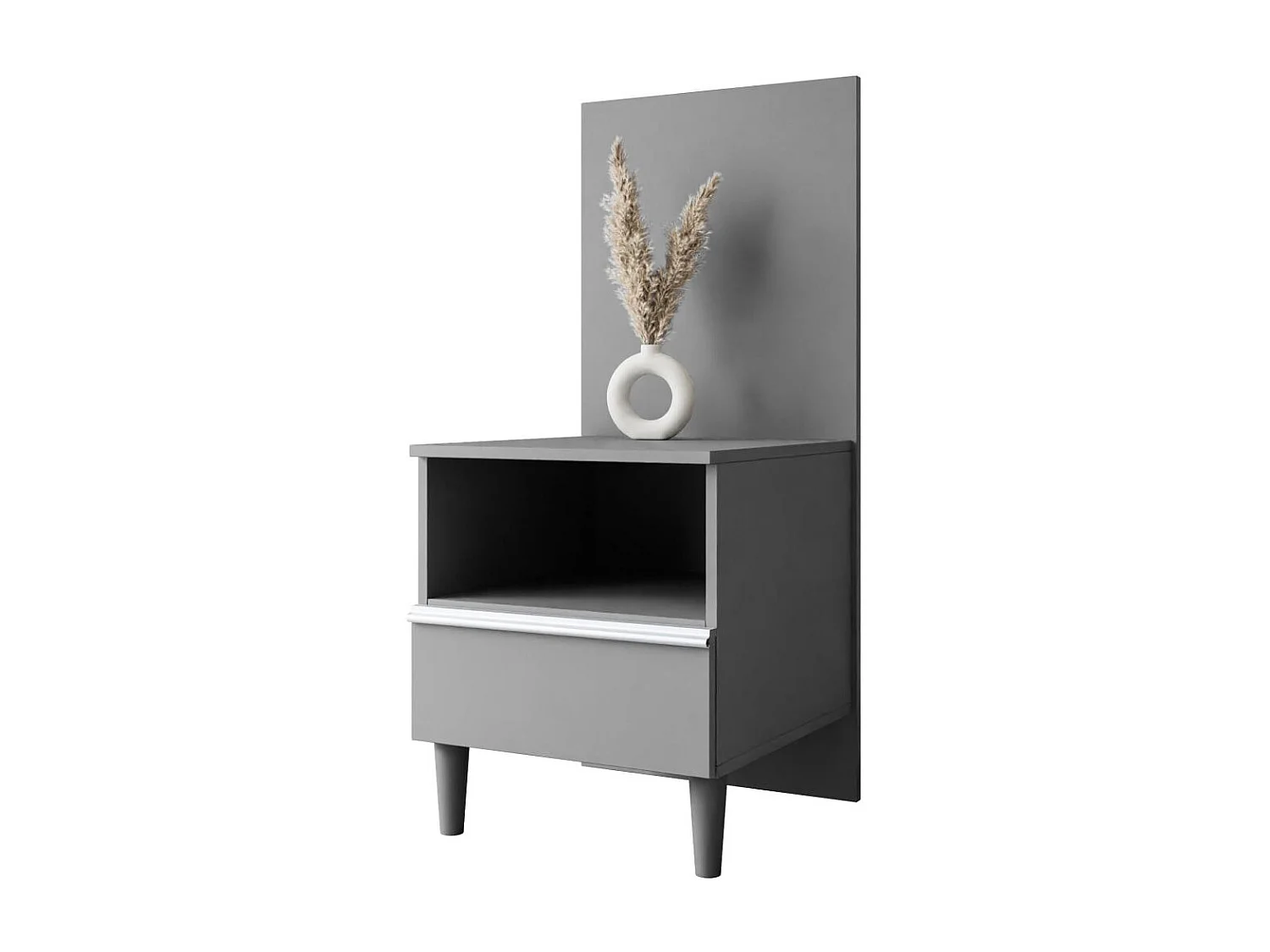 BED Stella 166/211/108 with 2 nightstands grey