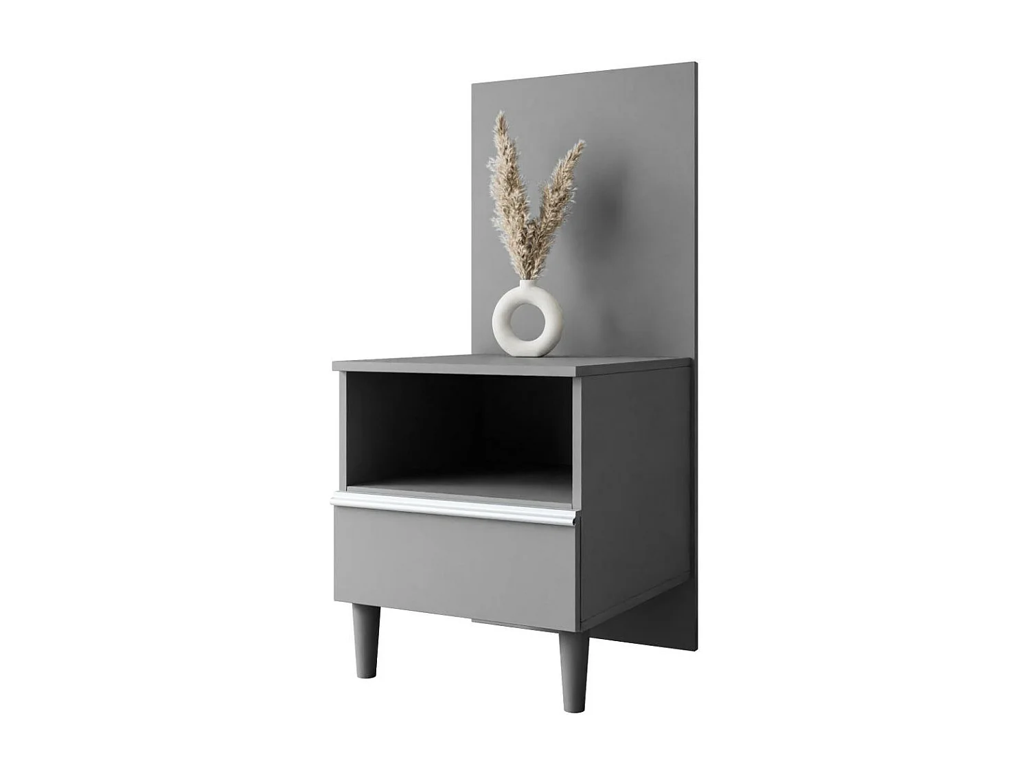 BED Stella 166/211/108 with 2 nightstands grey