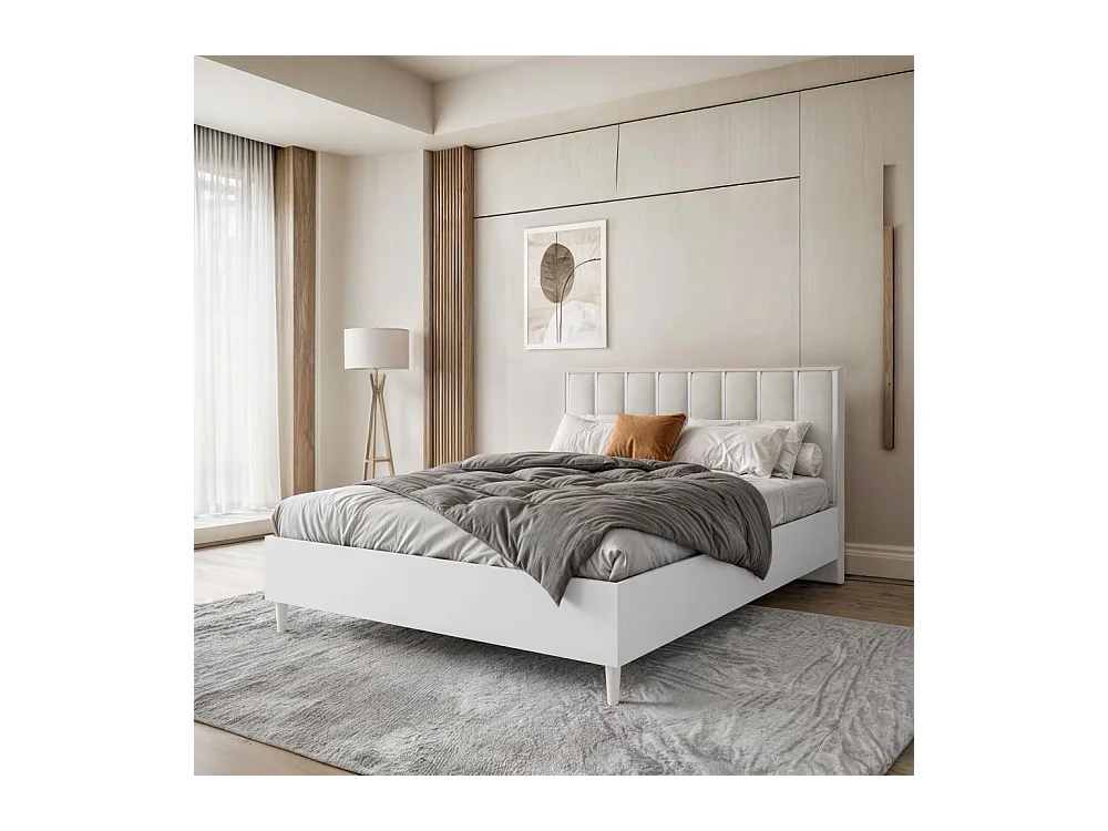 POLSTERBETT Stella 166/211/108 weiß/beige