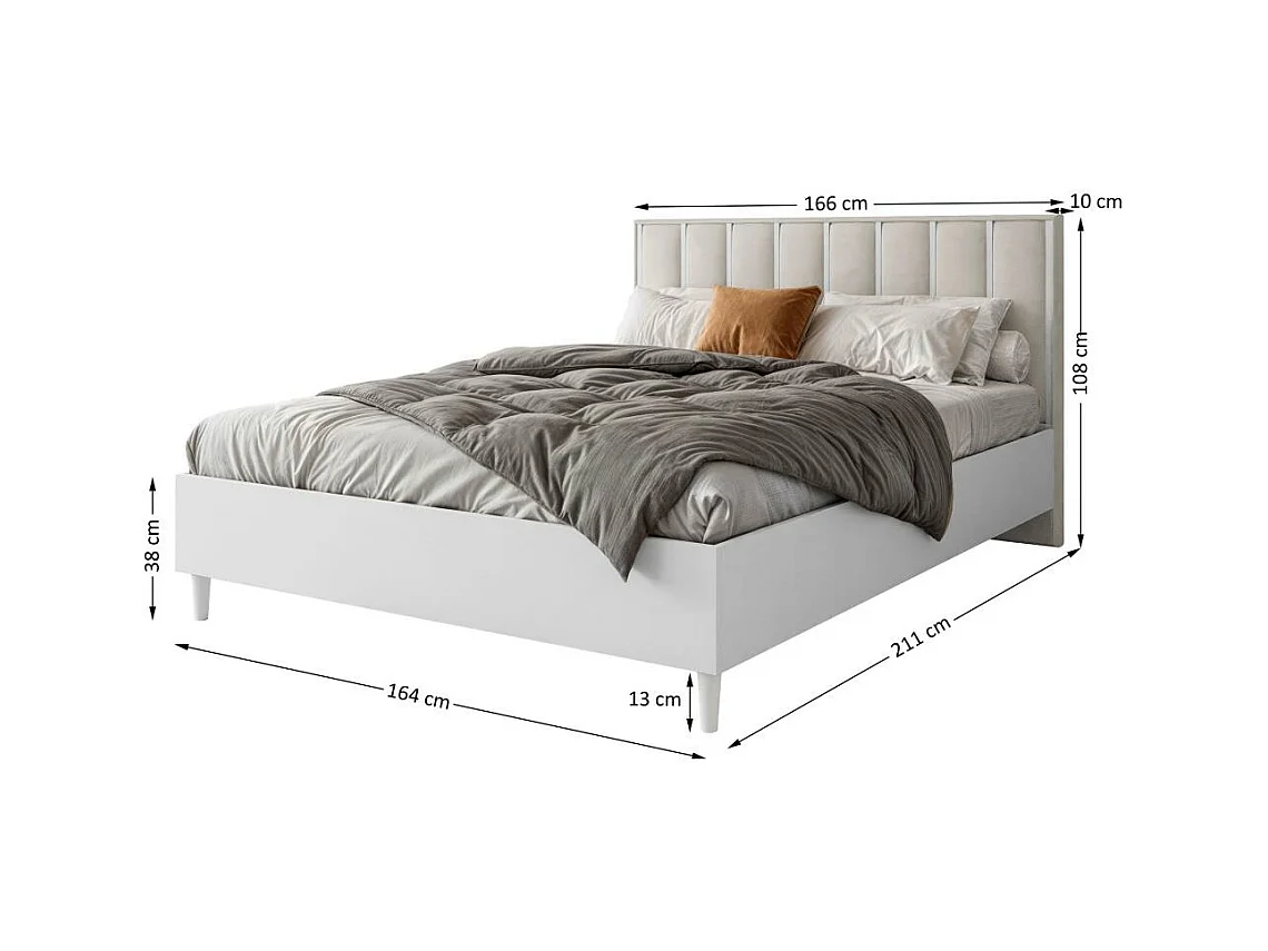 LIT COUCHÉ Stella 166/211/108 blanc/beige