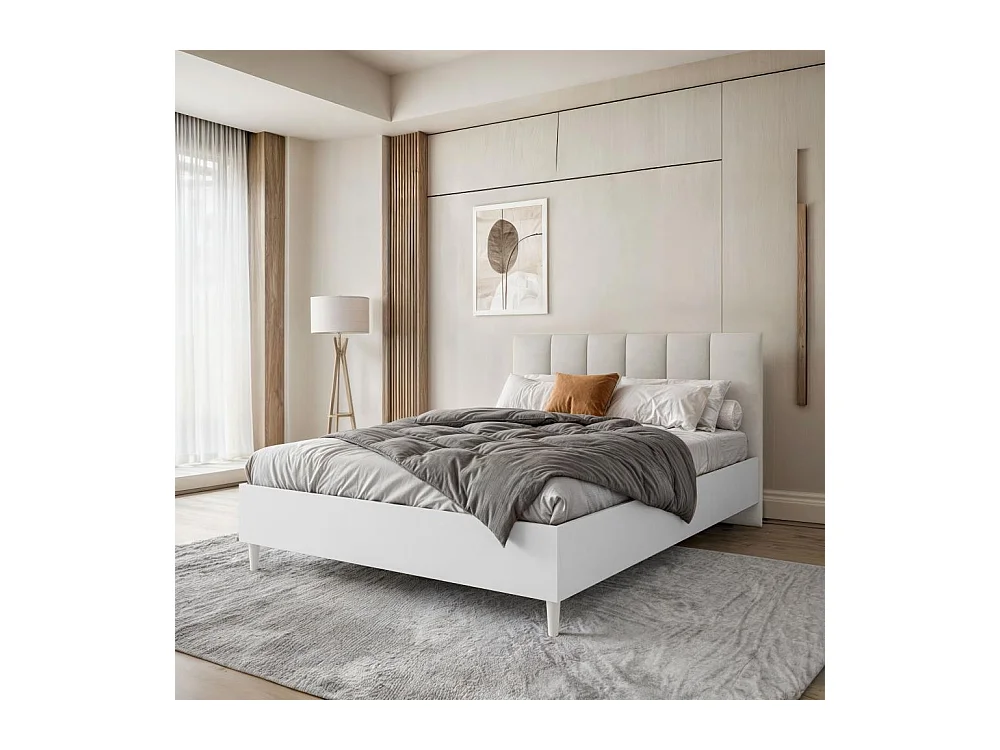 POLSTERBETT Lectus 166/211/108 weiß/beige
