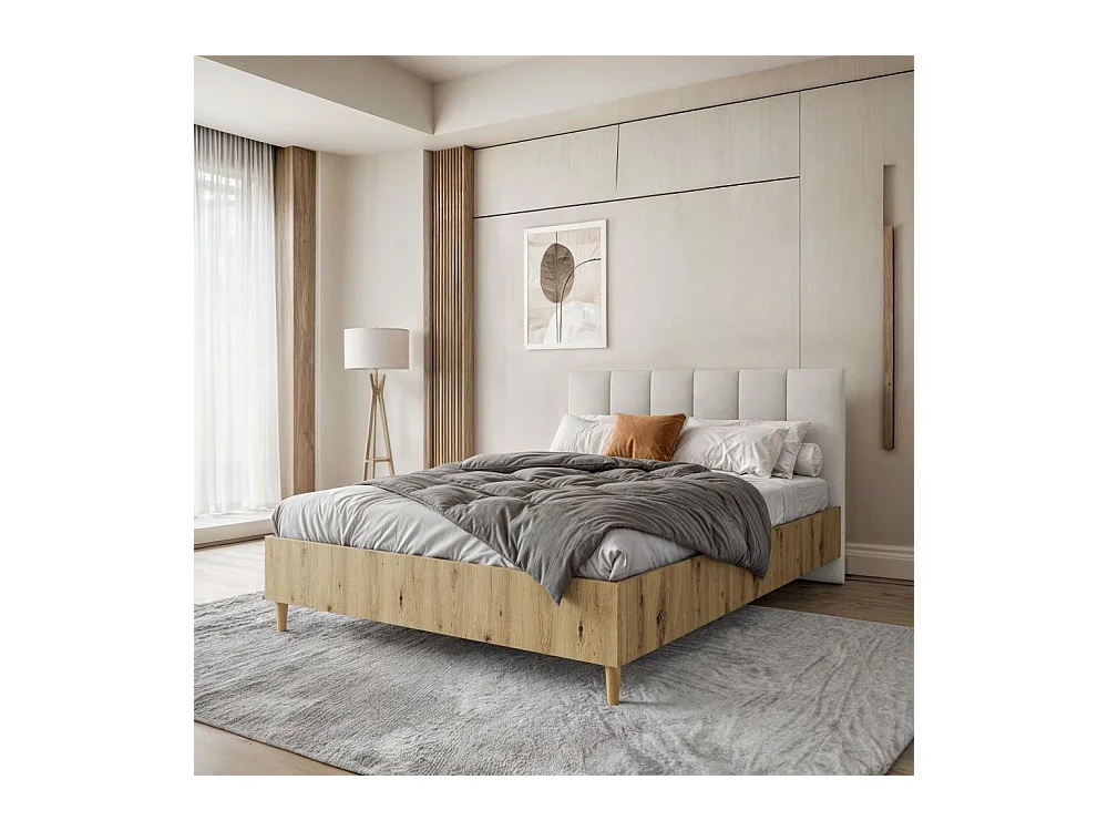 POLSTERBETT Lectus 166/211/108 eiche Artisan/beige
