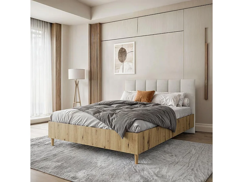 POLSTERBETT Lectus 166/211/108 eiche Artisan/beige