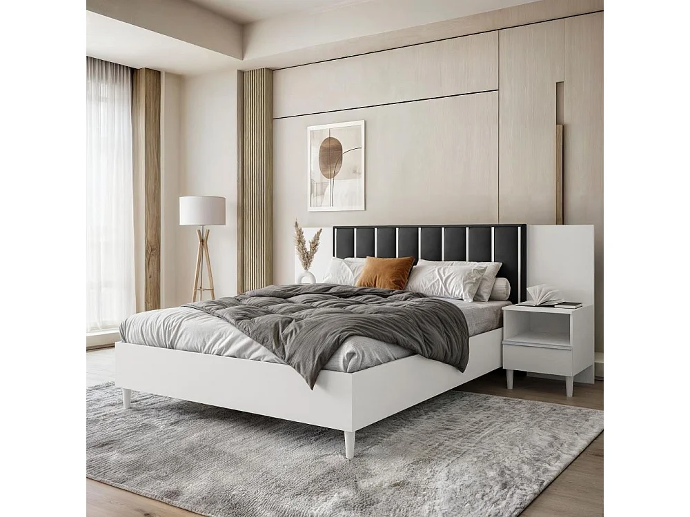 LIT COUCHÉ Stella 166/211/108 avec 1 table de nuit noir