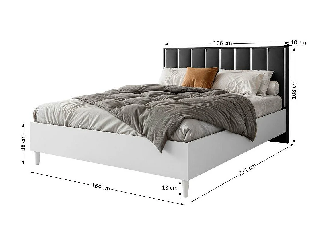 LIT COUCHÉ Stella 166/211/108 avec 1 table de nuit noir