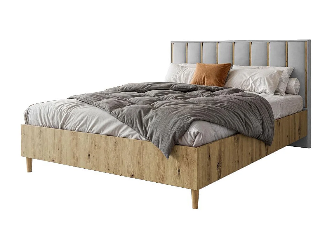 BED Stella 166/211/108 with 1 nightstand grey