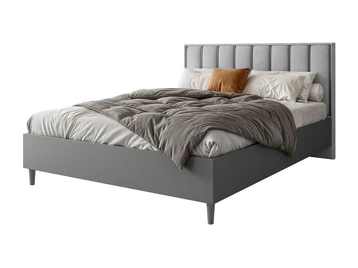 BED Stella 166/211/108 with 1 nightstand grey
