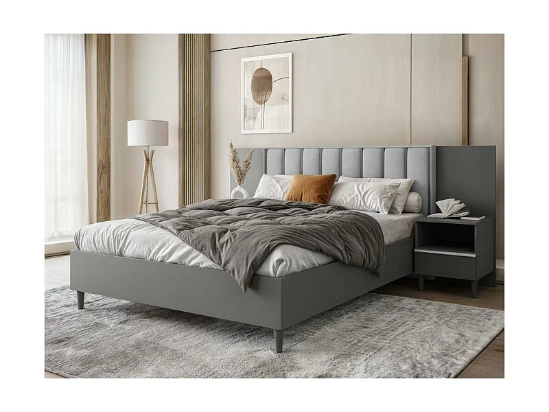BED Stella 166/211/108 with 1 nightstand grey
