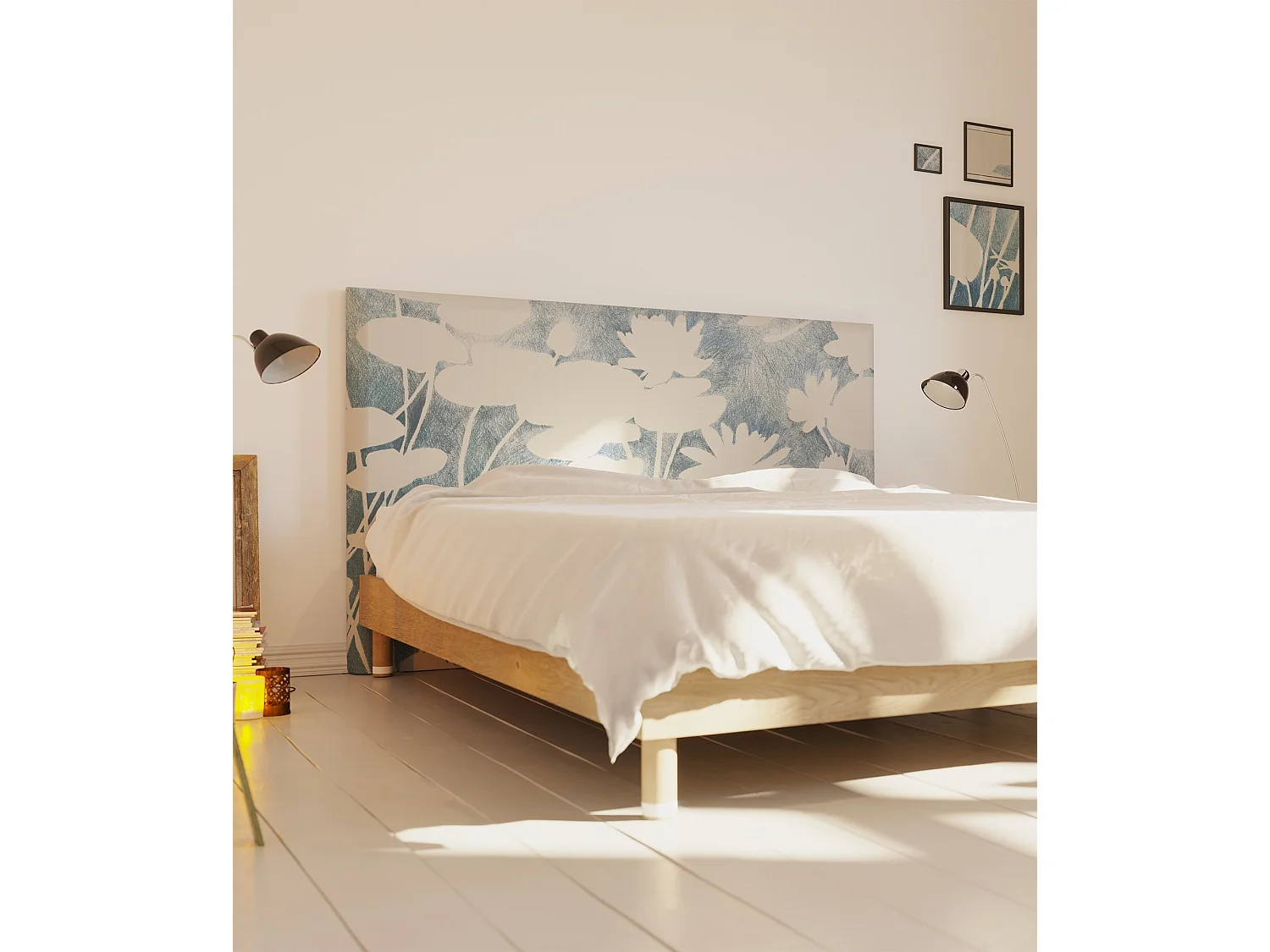 BELLECOUR LITERIE | Tête de lit déhoussable HAKU 160x110 cm | Coloris Bleu