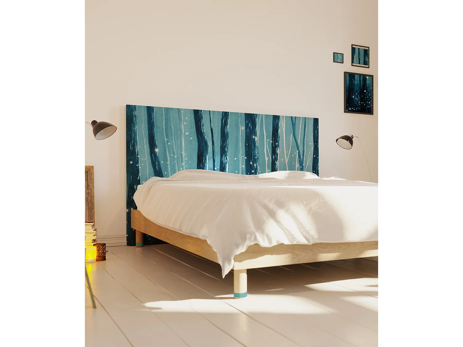 BELLECOUR LITERIE | Tête de lit déhoussable LUCIOLES 140x110 cm | Coloris Bleu