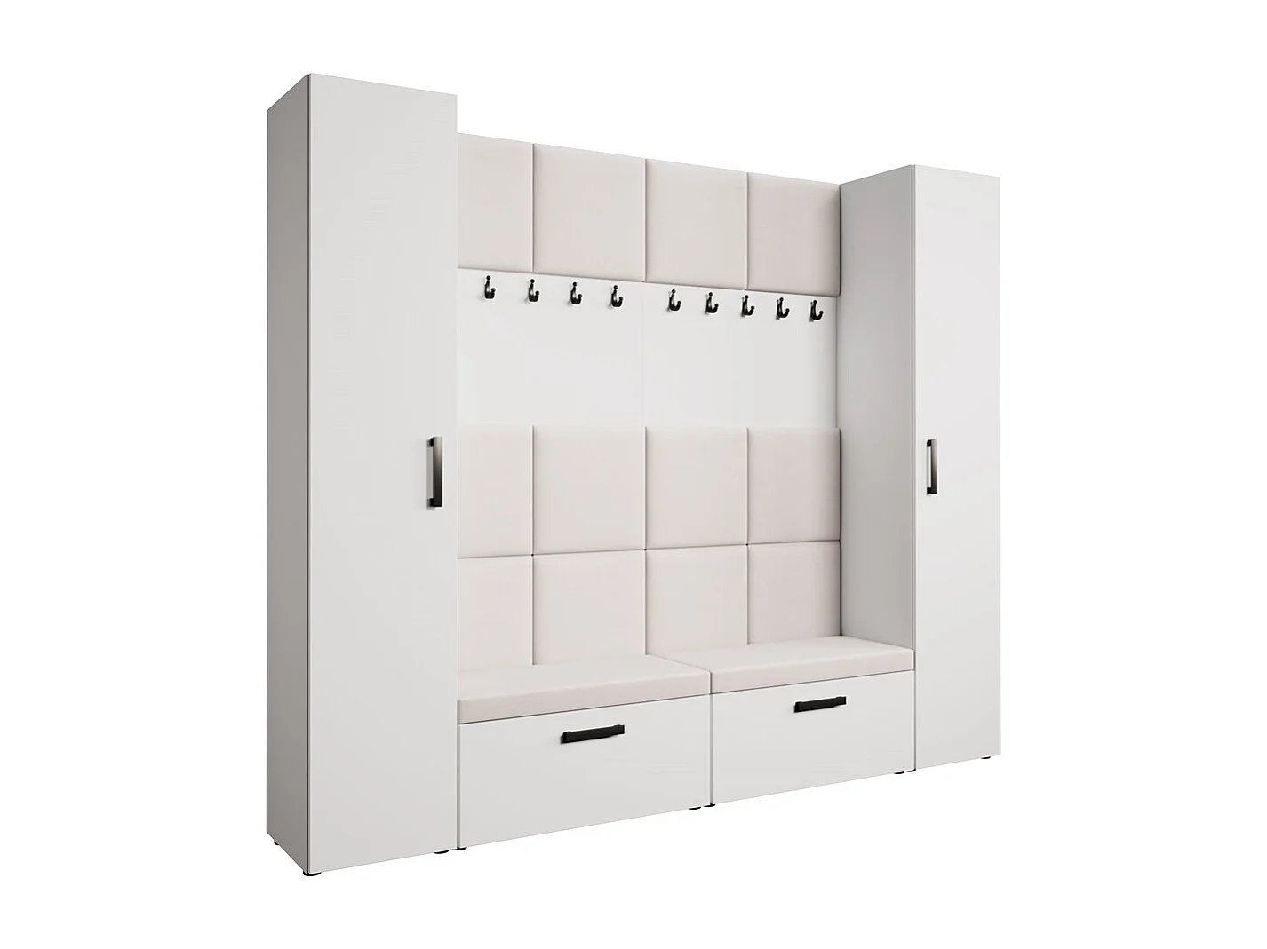 GARDEROBE Margaret XL 242/203/43 avec panneaux rembourrés et armoire à chaussures