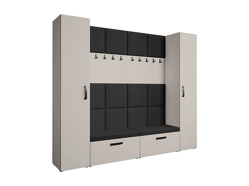 GARDEROBE Margaret XL 242/203/43 met gestoffeerde panelen en schoenenkast