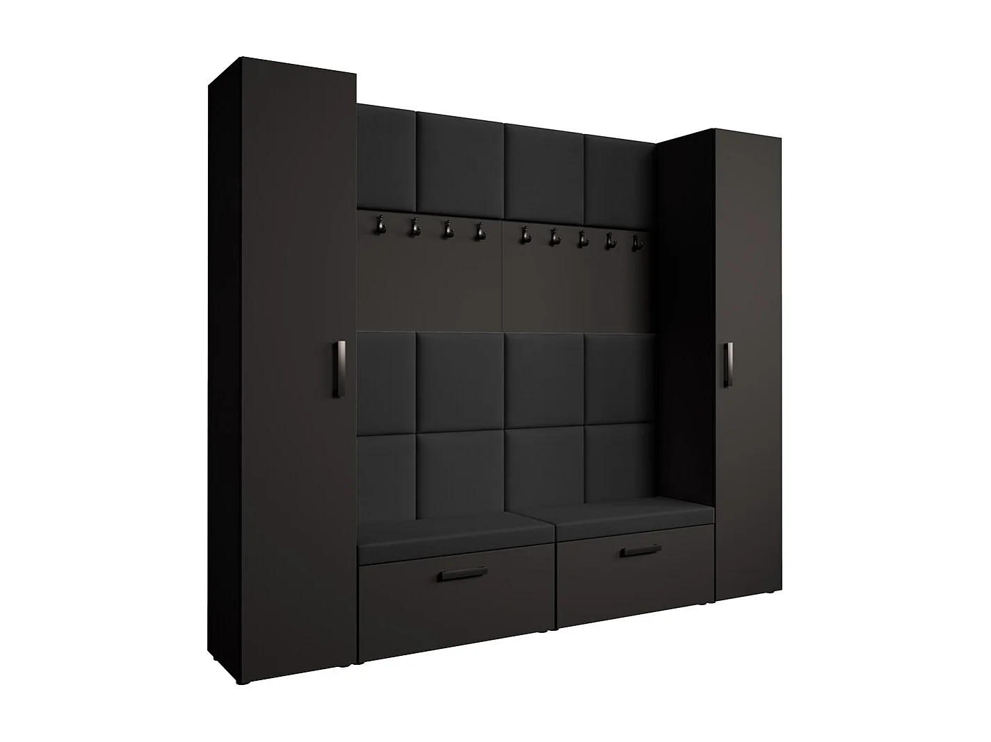 GARDEROBE Margaret XL 242/203/43 avec panneaux rembourrés et armoire à chaussures