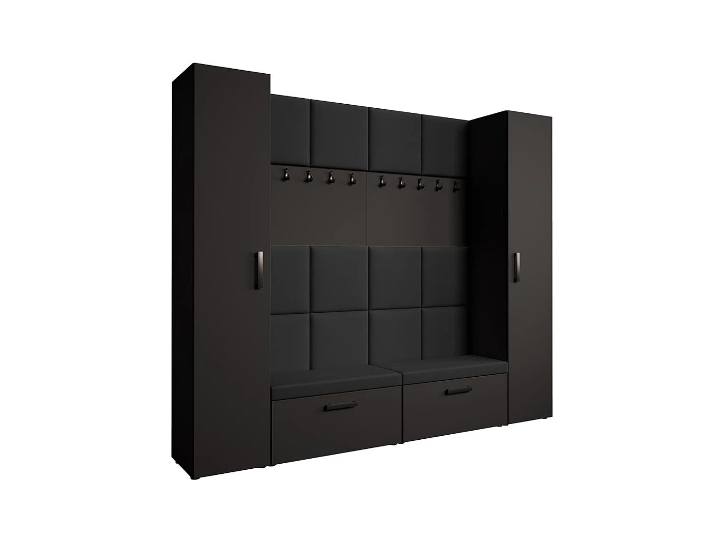 GARDEROBE Margaret XL 242/203/43 mit gepolsterten Paneelen und Schuhschrank