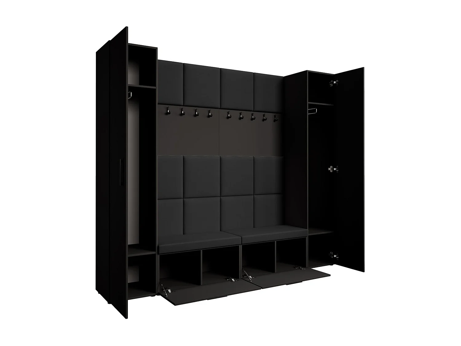 GARDEROBE Margaret XL 242/203/43 avec panneaux rembourrés et armoire à chaussures