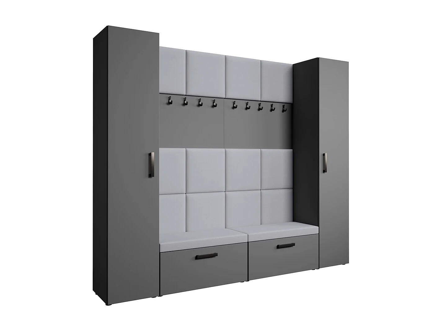 GARDEROBE Margaret XL 242/203/43 avec panneaux rembourrés et armoire à chaussures