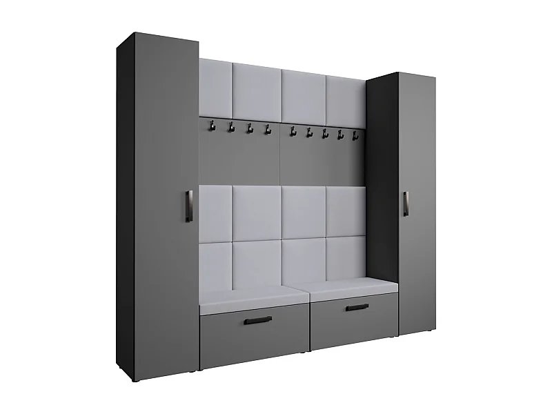 GARDEROBE Margaret XL 242/203/43 avec panneaux rembourrés et armoire à chaussures