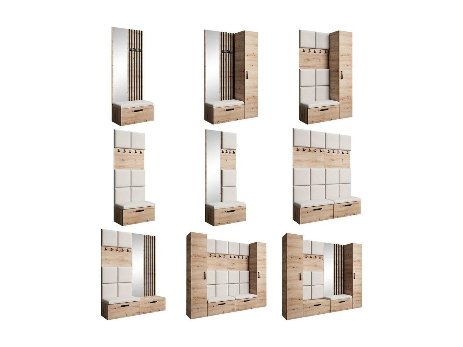 GARDEROBE Margaret XL 242/203/43 avec panneaux rembourrés et armoire à chaussures