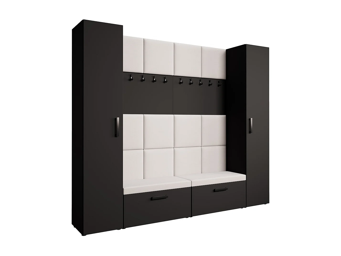 GARDEROBE Margaret XL 242/203/43 avec panneaux rembourrés et armoire à chaussures