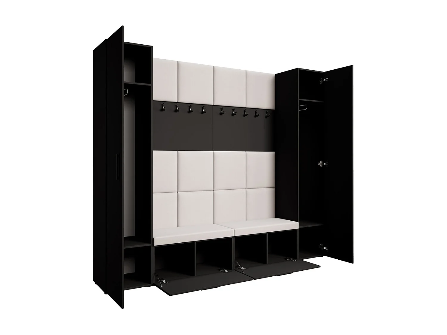 GARDEROBE Margaret XL 242/203/43 avec panneaux rembourrés et armoire à chaussures