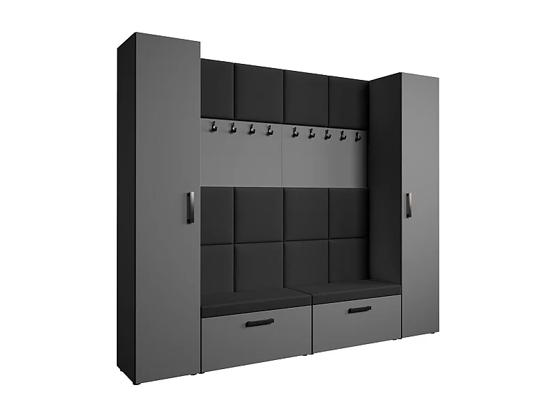 GARDEROBE Margaret XL 242/203/43 avec panneaux rembourrés et armoire à chaussures