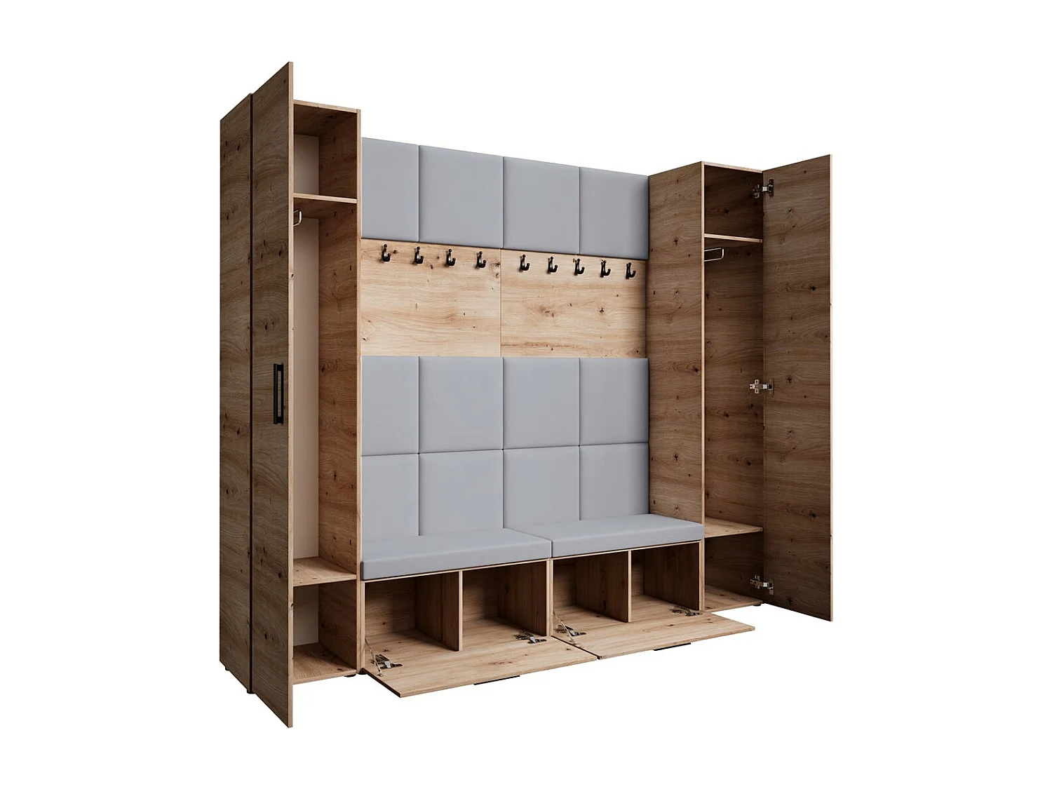 GARDEROBE Margaret XL 242/203/43 avec panneaux rembourrés et armoire à chaussures