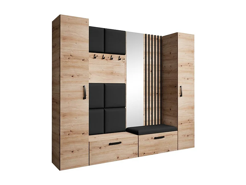 GARDEROBE Margaret XL 242/203/43 mit gepolsterten Paneelen/Lamellen/Spiegel